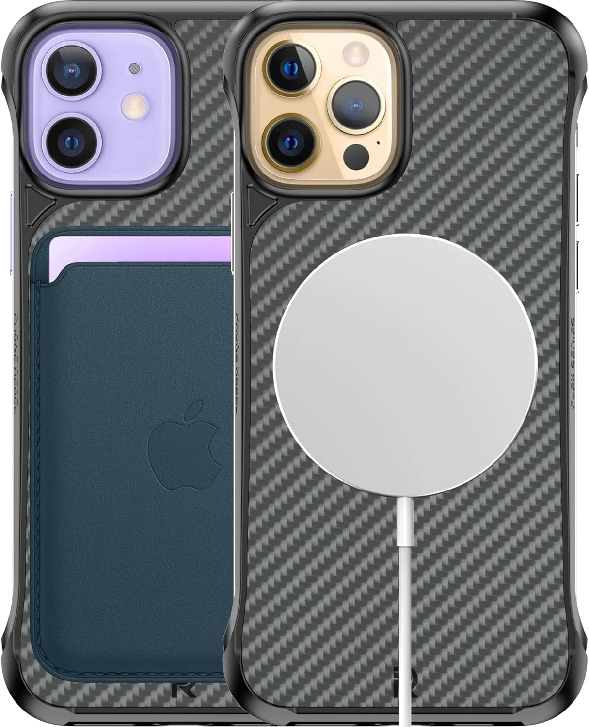 REBEL iPhone 12/12 Pro Case [Flex Series] Exposed Sides for Comfort, Aramid Fiber, Strong MagSafe Compatible, Protective Raised Corners, Slim Fit Frameless Cover 6.1 Inch Phone 2020 (Flex Black)
