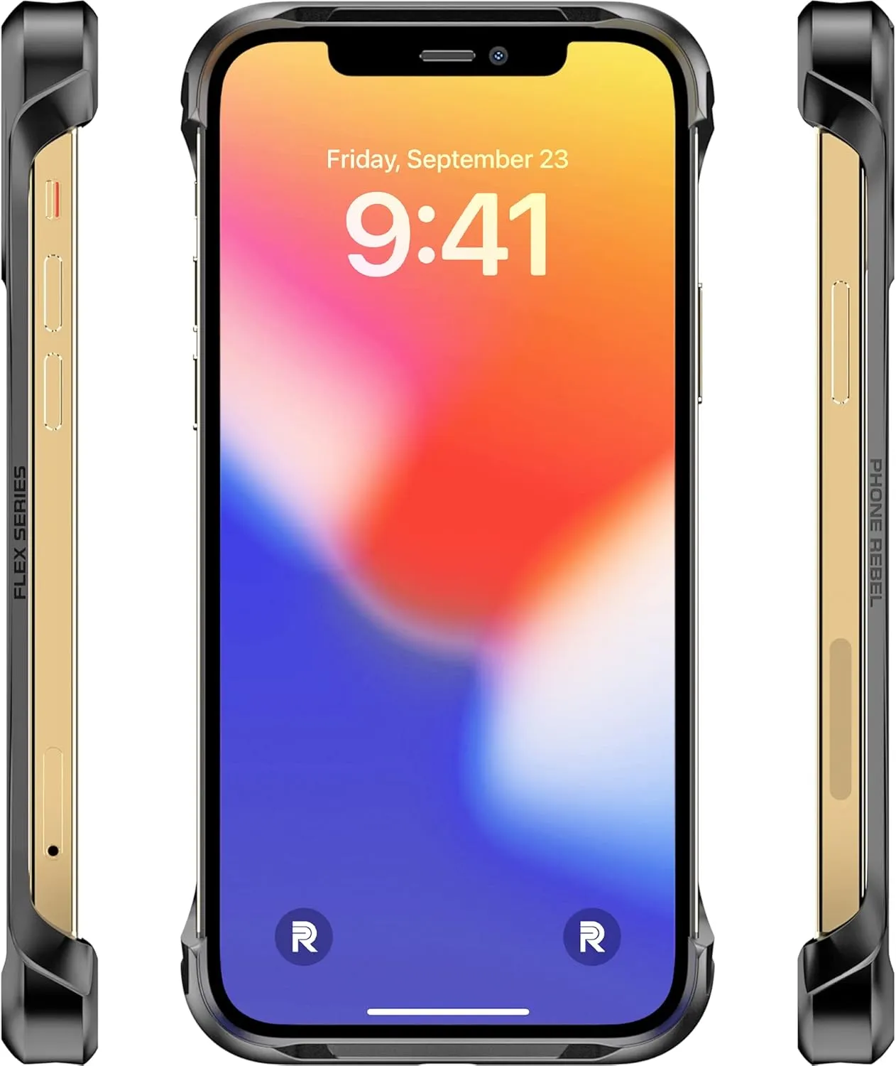 REBEL iPhone 12/12 Pro Case [Flex Series] Exposed Sides for Comfort, Aramid Fiber, Strong MagSafe Compatible, Protective Raised Corners, Slim Fit Frameless Cover 6.1 Inch Phone 2020 (Flex Black)