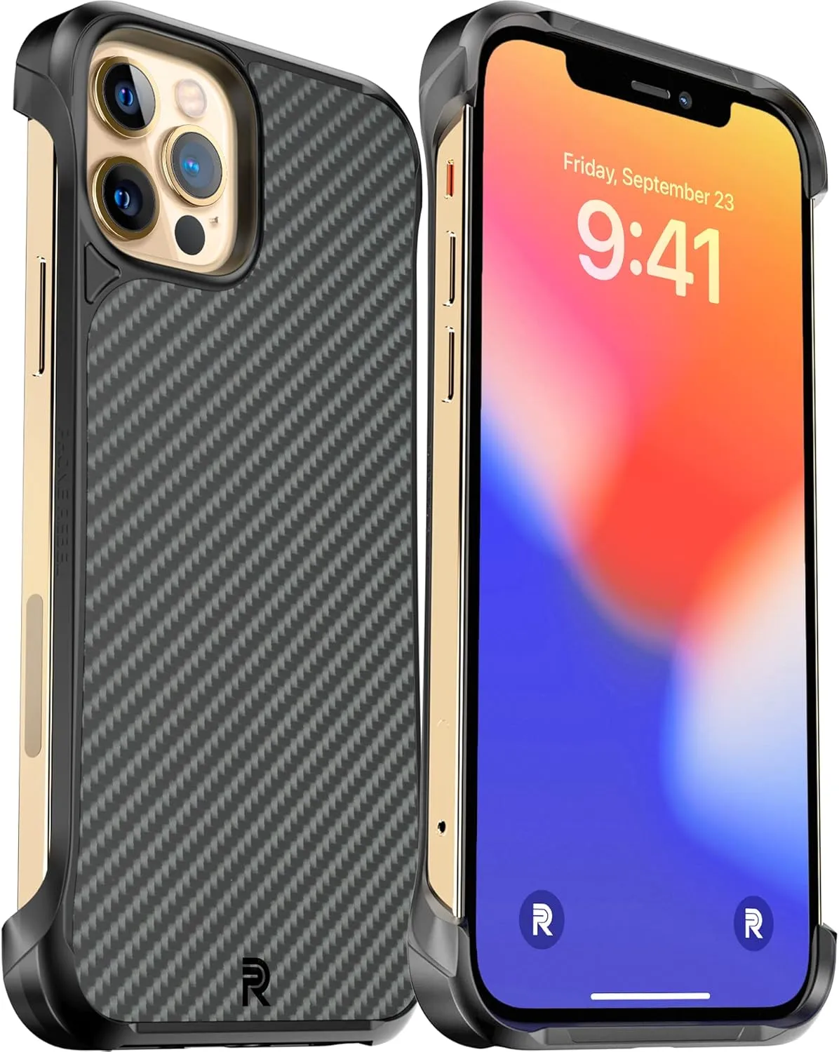 REBEL iPhone 12/12 Pro Case [Flex Series] Exposed Sides for Comfort, Aramid Fiber, Strong MagSafe Compatible, Protective Raised Corners, Slim Fit Frameless Cover 6.1 Inch Phone 2020 (Flex Black)