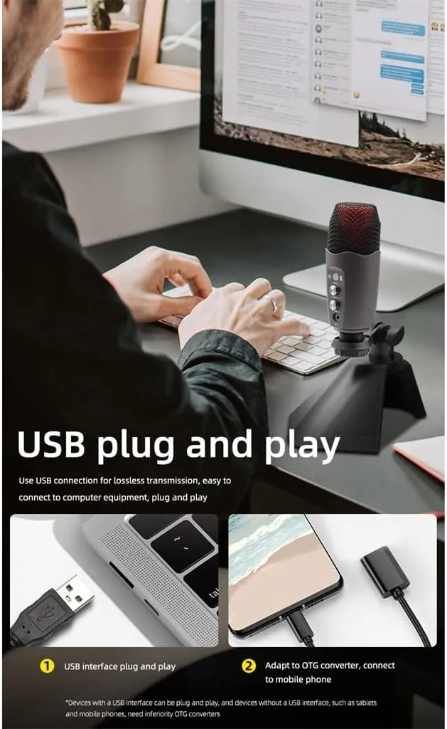 Recording RGB Condenser Microphone is Suitable for Laptop Professional USB Microphone for Game Live Broadcast