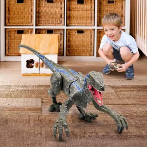 Remote Control Dinosaur Velociraptor, Realistic Walking & Roaring Toy