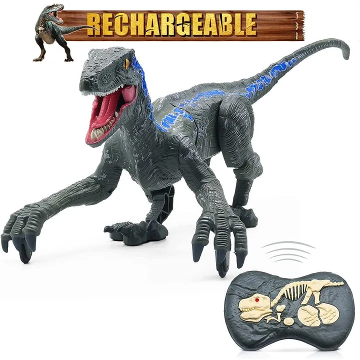 Remote Control Dinosaur Velociraptor, Realistic Walking & Roaring Toy