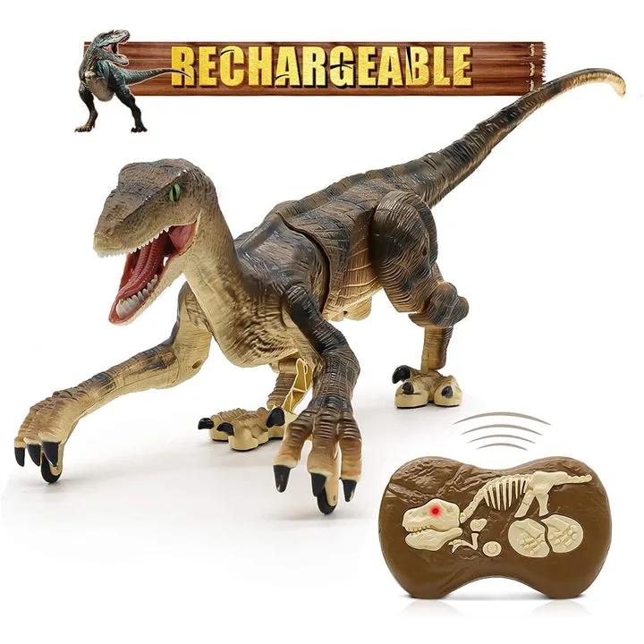 Remote Control Dinosaur Velociraptor, Realistic Walking & Roaring Toy