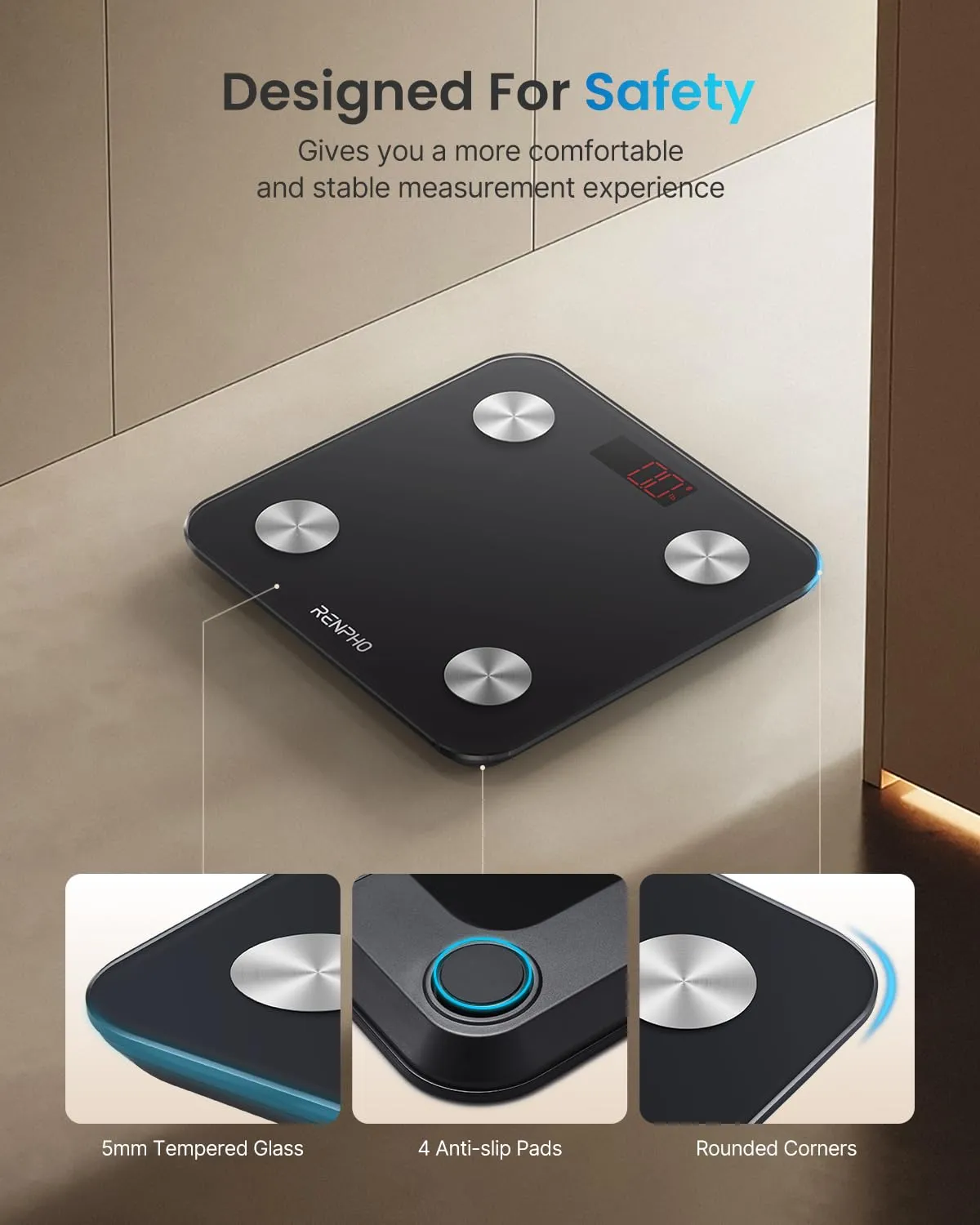 RENPHO Scale for Body Weight, Digital Weighing Elis Scales with Body Fat, FSA/HSA Eligible Smart Bluetooth Body Fat Measurement Device, Body Composition Monitor with Smart App, 396lbs