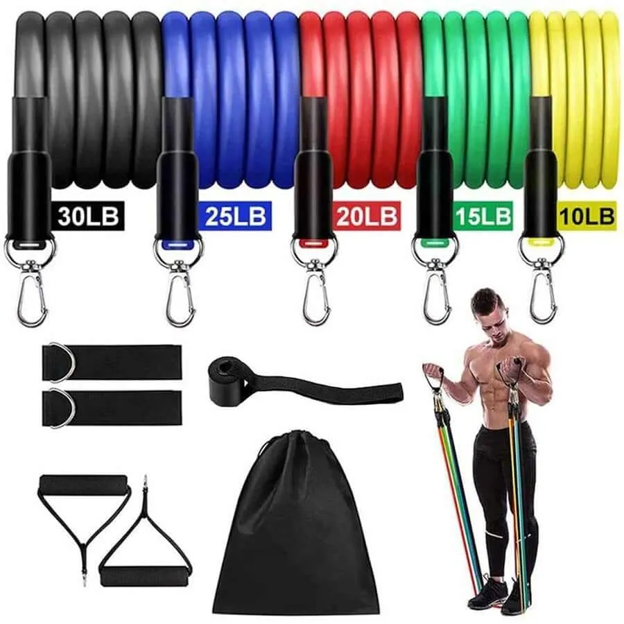 Resistance Band Set - Exercise Fitness Tube Workout Bands
