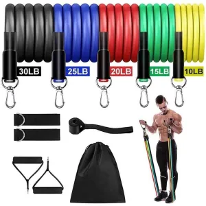 Resistance Band Set - Exercise Fitness Tube Workout Bands