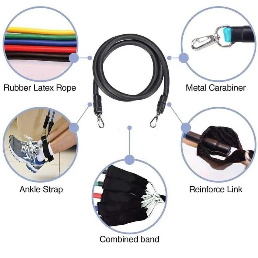 Resistance Band Set - Exercise Fitness Tube Workout Bands