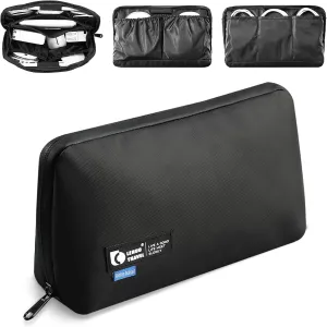RIGHT AWAY Travel Tech PouchWaterproof Cord CaseElectronics Organizer Travel CaseCable Organizer Storage Bag For Phone, Charger, Accessories(BLACK)