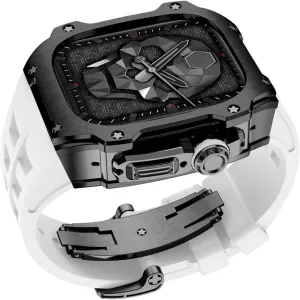 RM Mod Kit Stainless Steel Metal Case   Fluorine Rubber Band for Apple Watch Ultra 49MM Sport fluororebber Strap Bezel for iWatch Ultra
