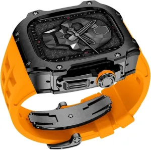 RM Mod Kit Stainless Steel Metal Case   Fluorine Rubber Band for Apple Watch Ultra 49MM Sport fluororebber Strap Bezel for iWatch Ultra