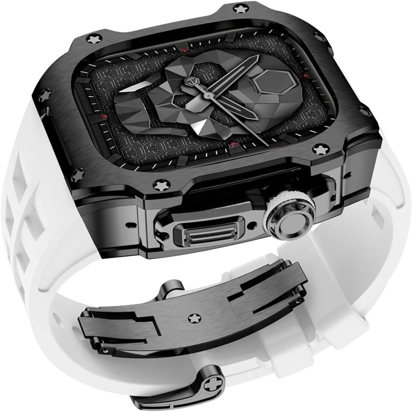RM Mod Kit Stainless Steel Metal Case   Fluorine Rubber Band for Apple Watch Ultra 49MM Sport fluororebber Strap Bezel for iWatch Ultra