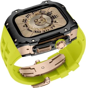 RM Mod Kit Stainless Steel Metal Case   Fluorine Rubber Band for Apple Watch Ultra 49MM Sport fluororebber Strap Bezel for iWatch Ultra