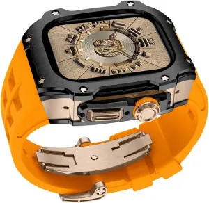 RM Mod Kit Stainless Steel Metal Case   Fluorine Rubber Band for Apple Watch Ultra 49MM Sport fluororebber Strap Bezel for iWatch Ultra