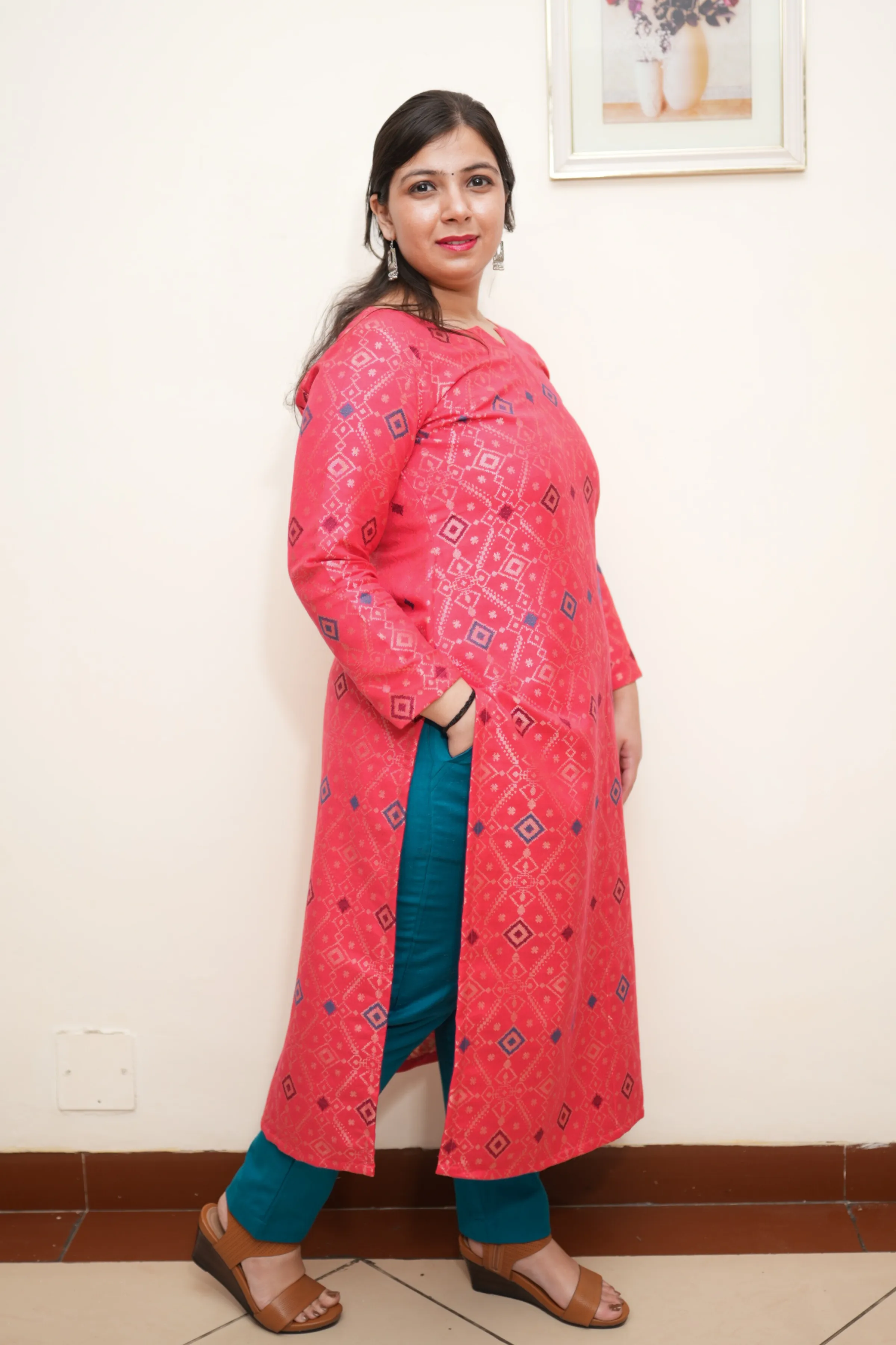 Rosy Dream Woven Pashmina Kurta