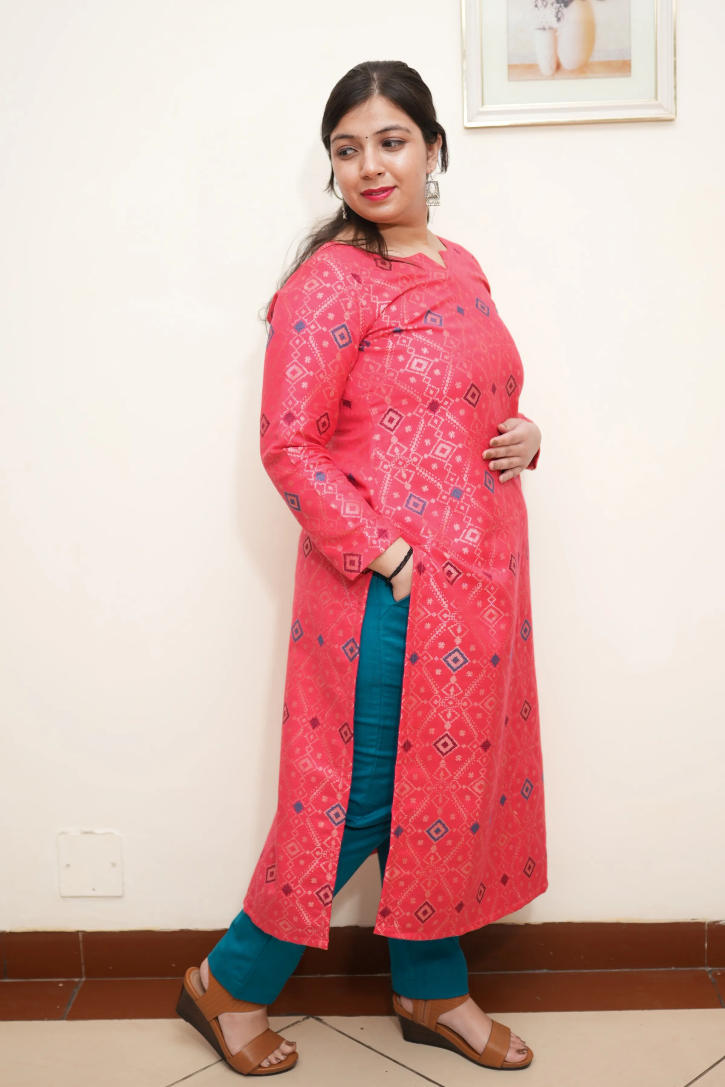 Rosy Dream Woven Pashmina Kurta