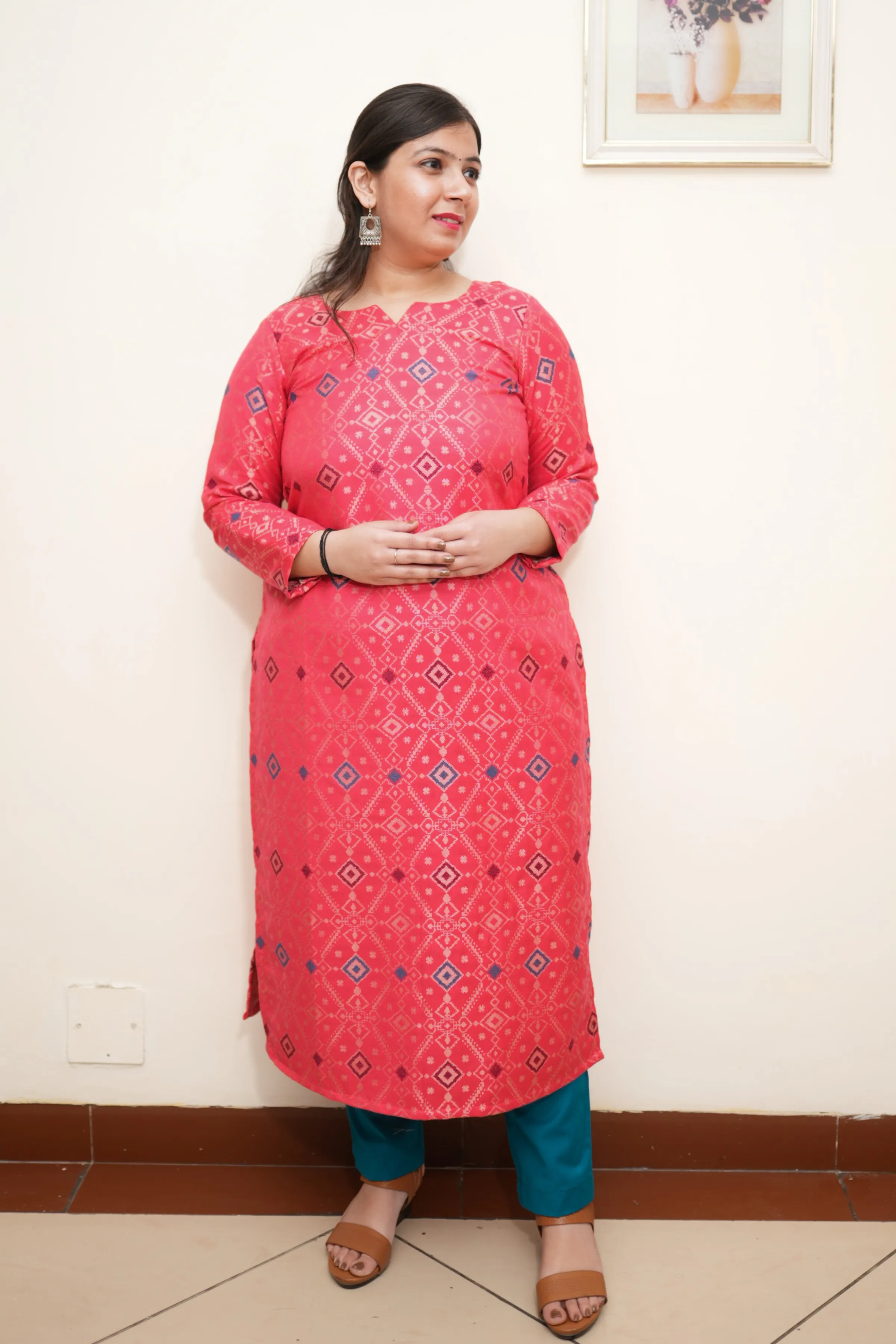 Rosy Dream Woven Pashmina Kurta