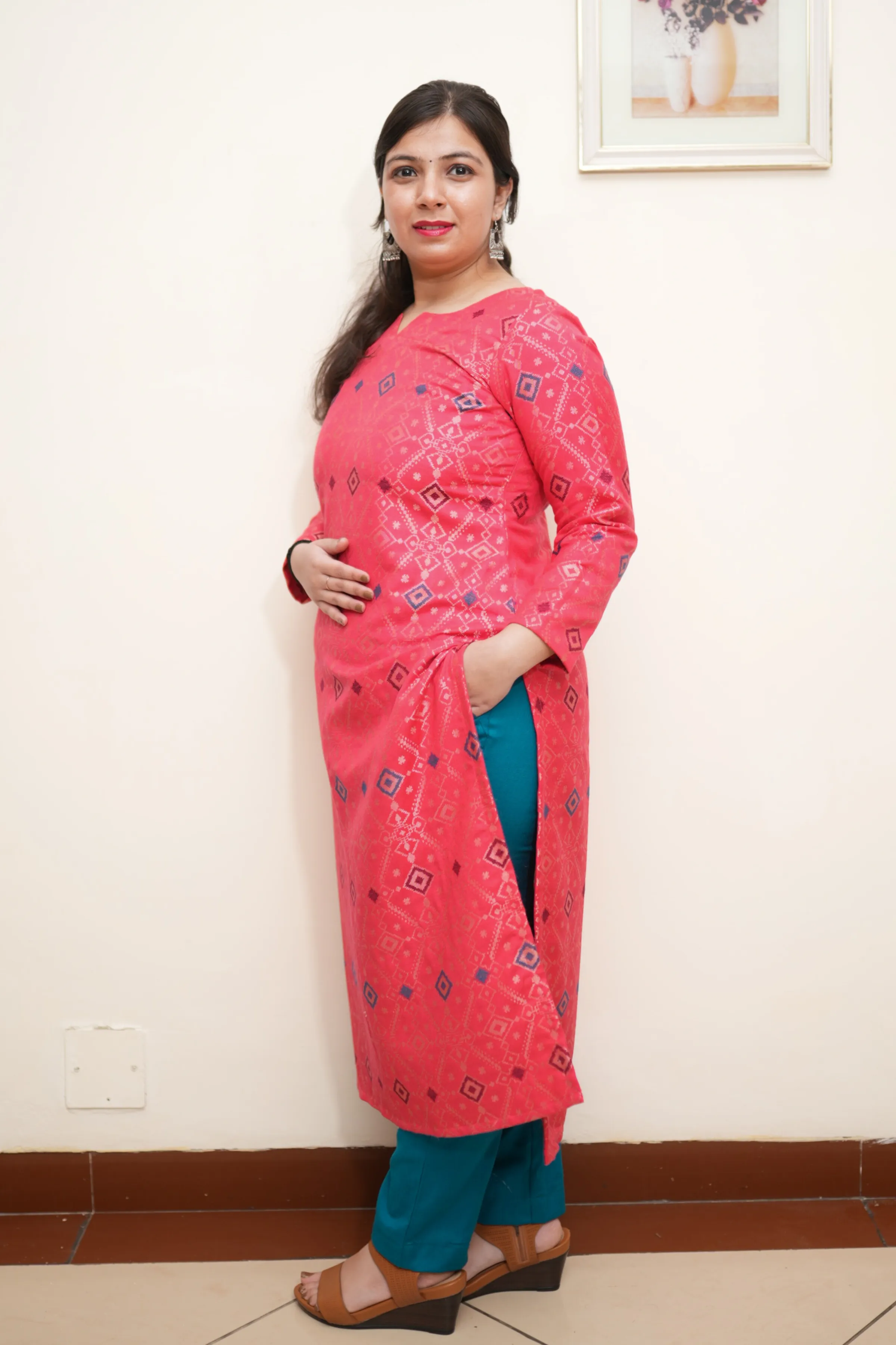 Rosy Dream Woven Pashmina Kurta