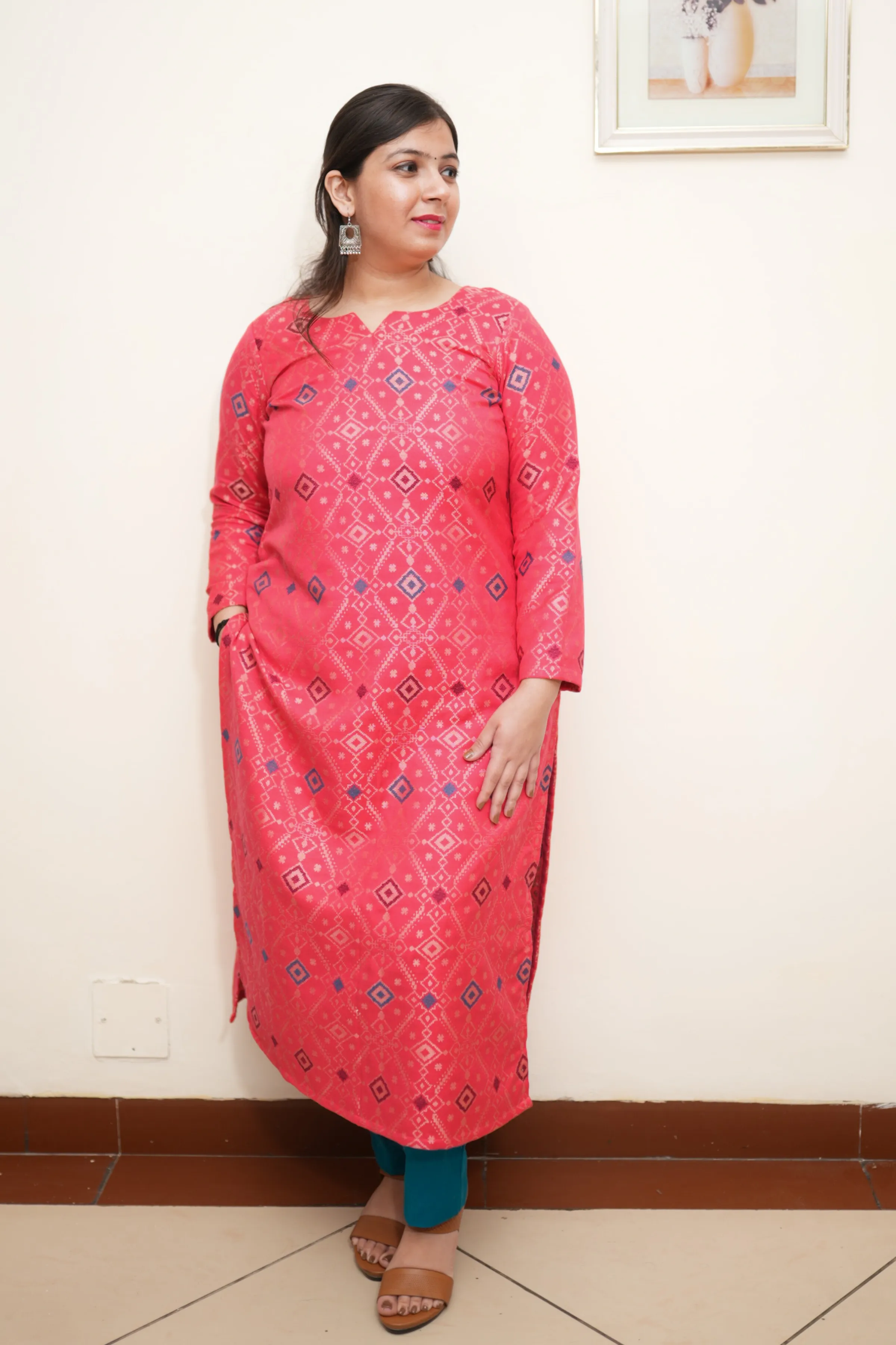 Rosy Dream Woven Pashmina Kurta