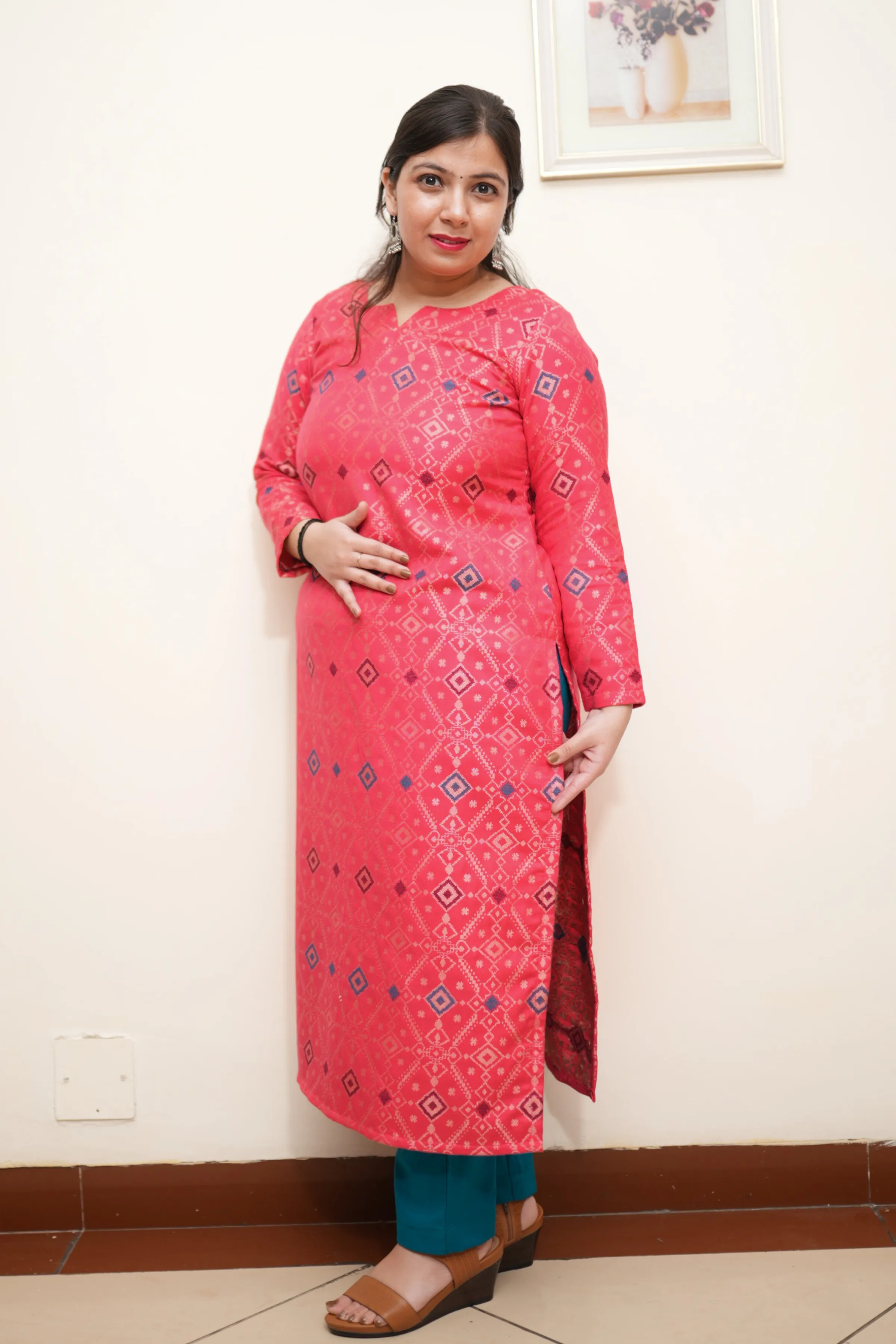 Rosy Dream Woven Pashmina Kurta