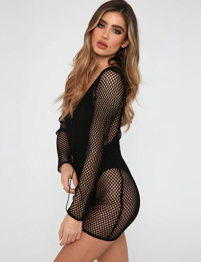 Rumi Crochet Dress - Black