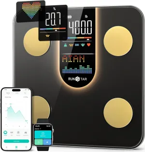 Runstar Scale for Body Weight, Smart Scale with 8-in-1 VA Display, High Precision Bathroom Digital Scale for Body Weight Heart Rate BMI Body Fat 22 Body Composition Sync APP, FSA HSA Eligible