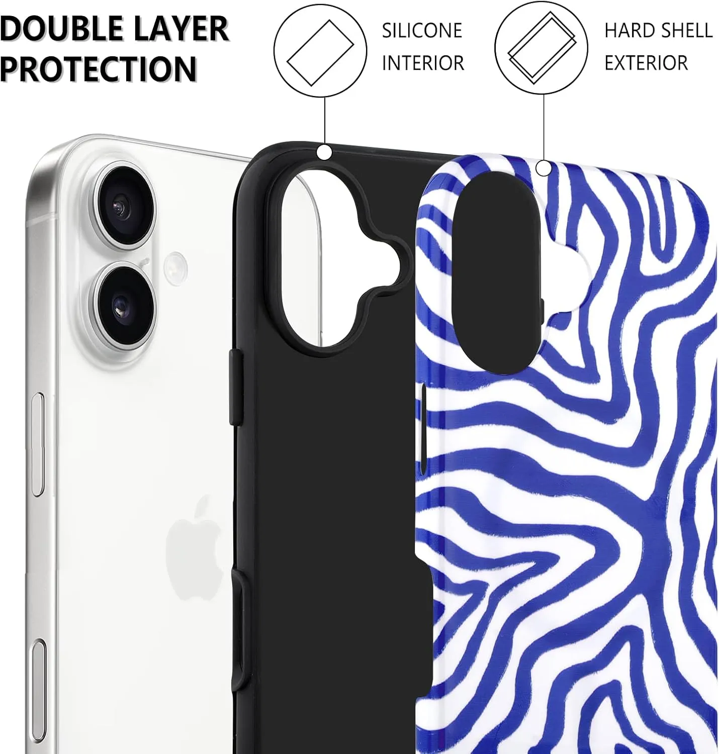 SAKUULO Magnetic for iPhone 16 Blue Ocean Waves Print Pattern [Compatible with MagSafe] Wireless Charge Strengthen Protection Cover, Blue Ocean Waves (6.1")