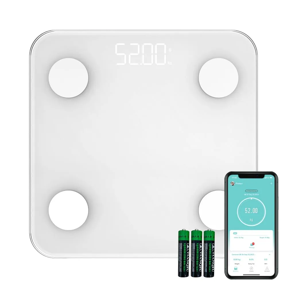 Scale for Body Weight, Weight Scale, Bathroom Scale, Body Fat Scale, Smart Scale, Body Composition Analyzer, BMI Scale, Health Monitor Sync Apps 400lbs (White 2403)