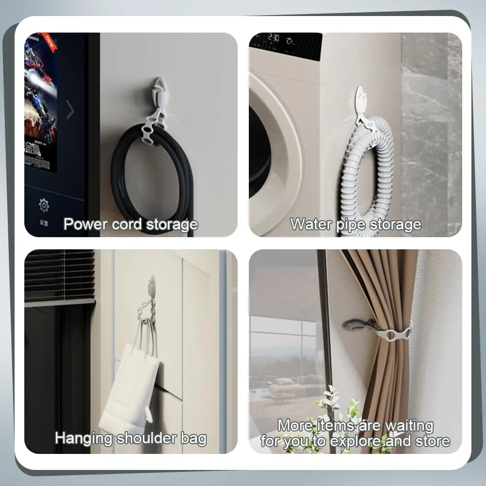 Self Adhesive Spring Silicone Extension Cord Holders, Cord Organizer Charger Cable Management for Organizing Home Office Desk appliances TV Phone Car Wire, Cord Wrap Keeper (4-pack, gray)