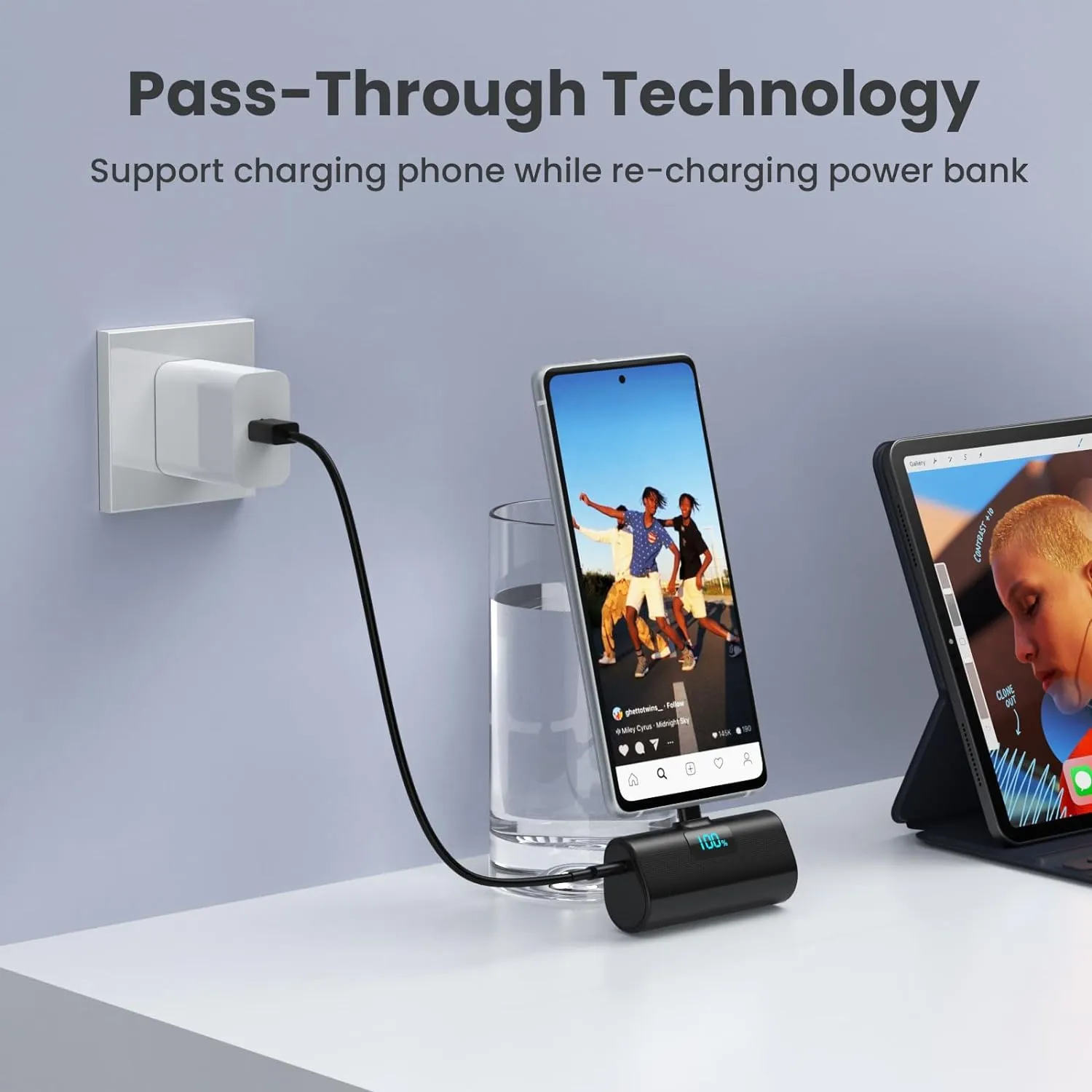 Small Portable Charger 5200mAh,Upgraded PD USB C Power Bank Built-in USB-C Connector,LCD Display Battery Pack,Compatible with iPhone 16/15/15 Plus/15 Pro/15 Pro Max/iPad/Samsung Android Phone etc