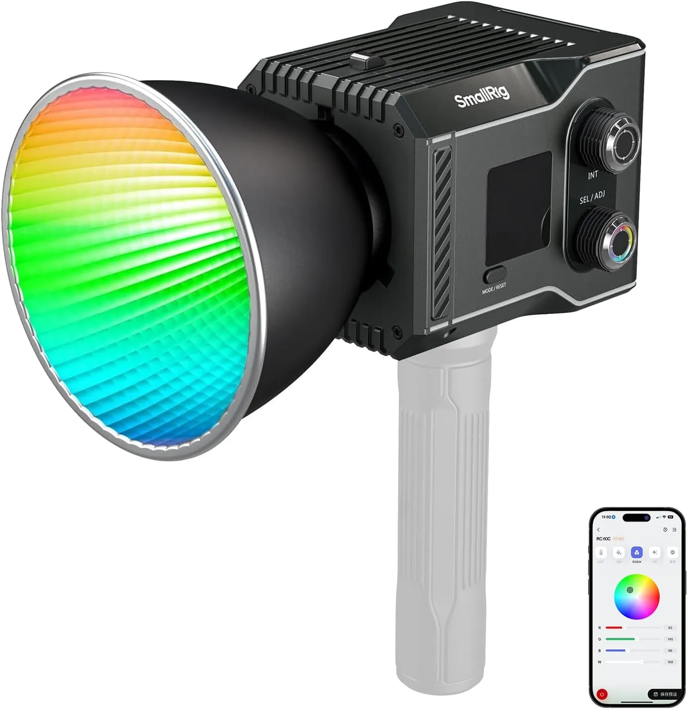 SmallRig RC 60C RGB LED Video Light, 3400mAh Battery 45min Runtime, APP Control, Potable Palm-Sized Continuous Output Lighting 2500K-10000K, for Photography/Video/Studio, Lite Edition