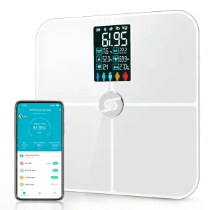 Smart Scale for Body Weight, Digiatl Weight Scale with Large LCD Display, 17 Body Composition Analyzer Sync to APP, Bathroom Body Fat Scale for BMI, BMR, Heart Rate, 400lb,White.