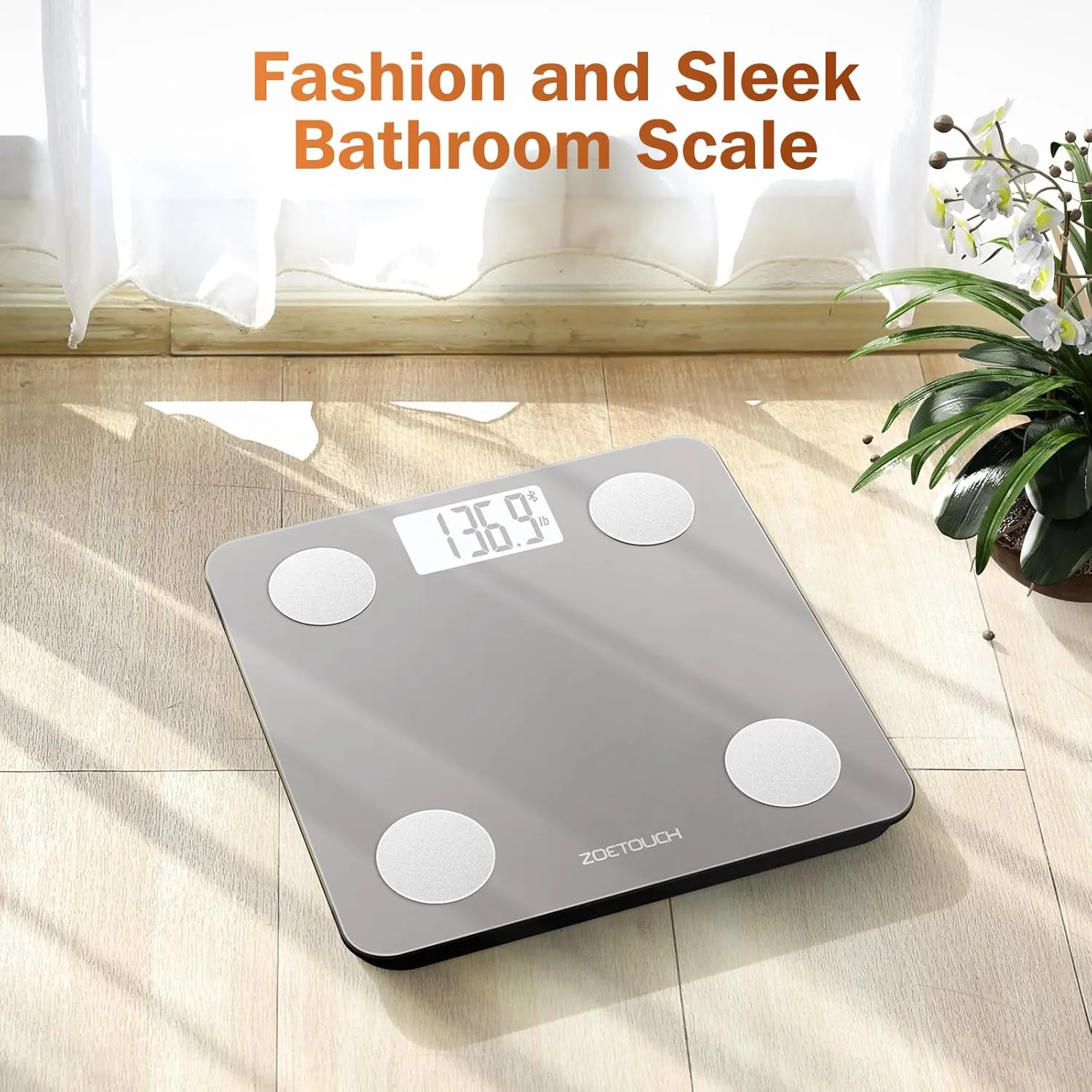 Smart Scale with BMI Body Fat Muscle Mass Bluetooth Digital Privacy Bathroom Scale for Body Weight Weighing Machine for People with App, Anti-Peeking Screen Invisible Outside 6Ft