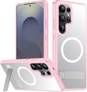 SPIDERCASE Magnetic for Samsung Galaxy S25 Ultra Case, [3 Stand Ways][ Military Grade Drop Protection] with Invisible Kickstand Cell Phone Holsters,Pink