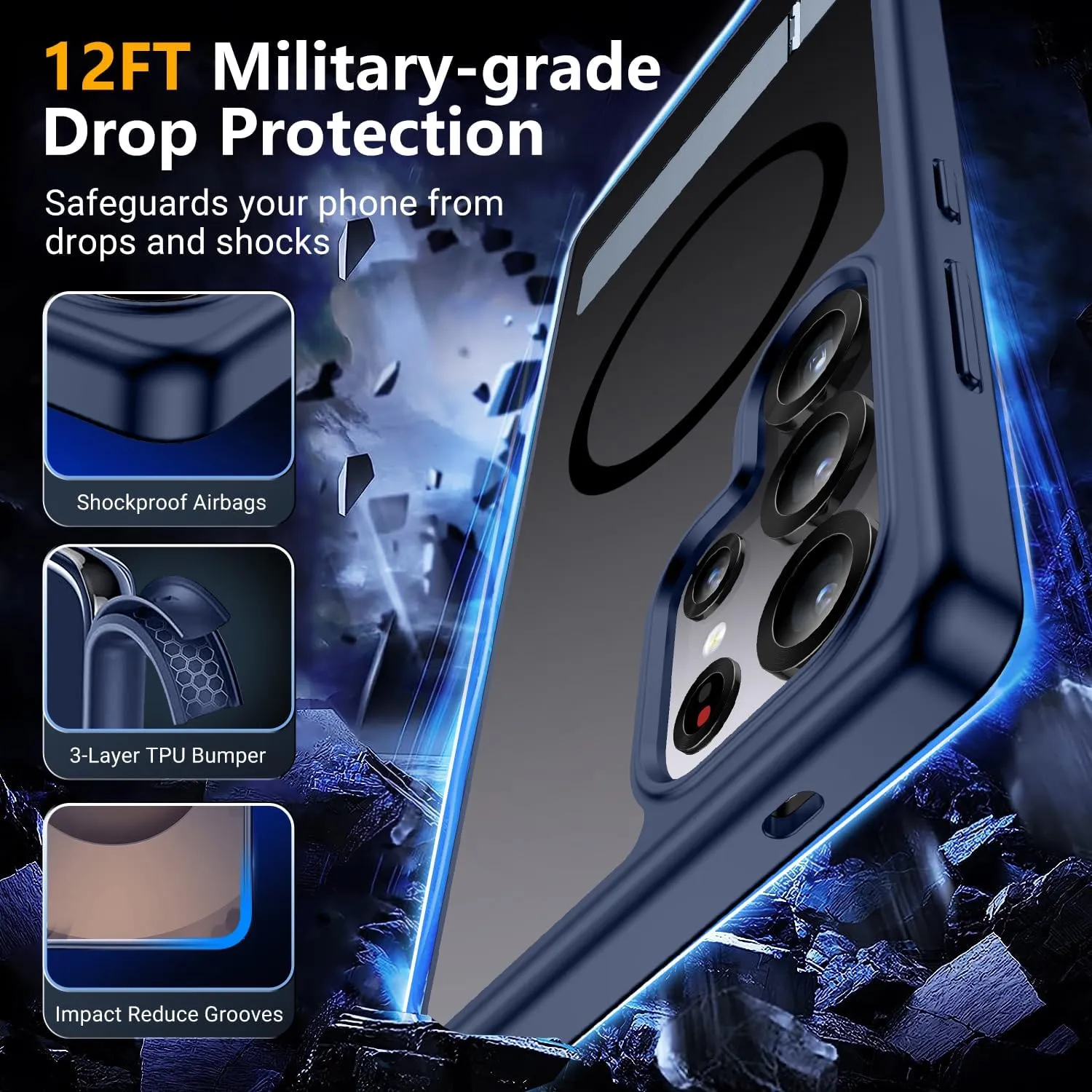 SPIDERCASE Magnetic for Samsung Galaxy S25 Ultra Case, [3 Stand Ways][ Military Grade Drop Protection] with Invisible Kickstand Shockproof Slim Phone Case, Blue