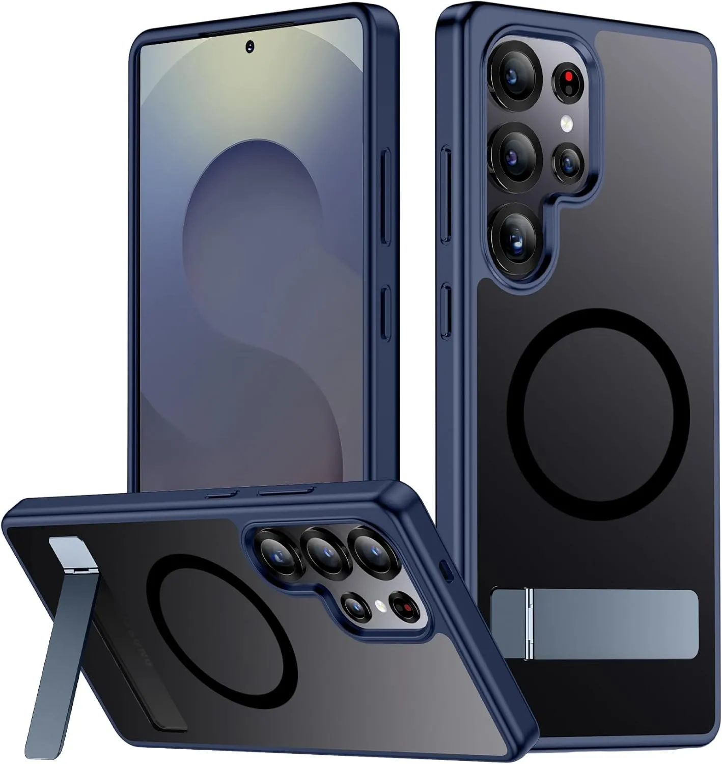 SPIDERCASE Magnetic for Samsung Galaxy S25 Ultra Case, [3 Stand Ways][ Military Grade Drop Protection] with Invisible Kickstand Shockproof Slim Phone Case, Blue