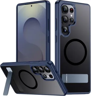SPIDERCASE Magnetic for Samsung Galaxy S25 Ultra Case, [3 Stand Ways][ Military Grade Drop Protection] with Invisible Kickstand Shockproof Slim Phone Case, Blue