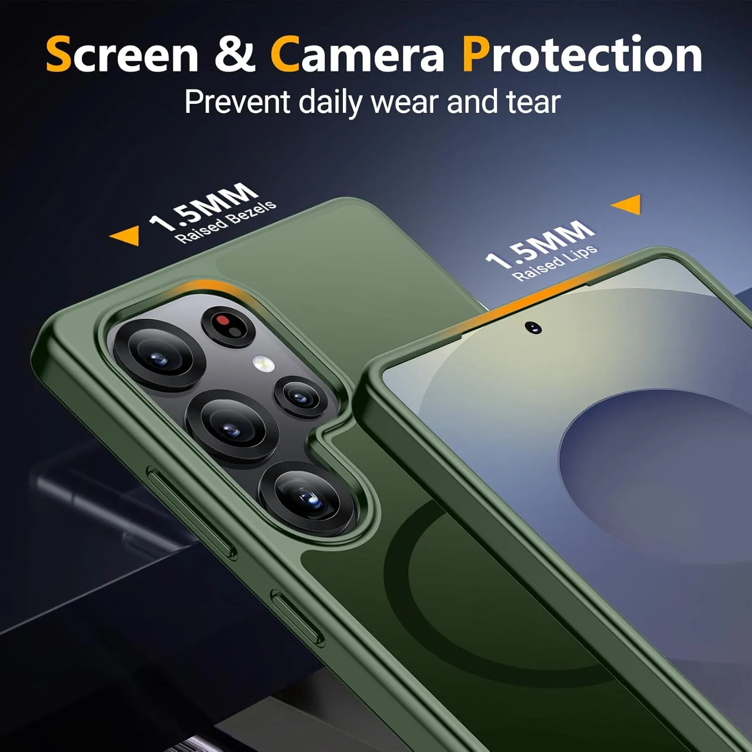 SPIDERCASE Magnetic for Samsung Galaxy S25 Ultra Case, [3 Stand Ways][ Military Grade Drop Protection] with Invisible Stand Cell Phone Holsters for S25 Ultra 5G,Green