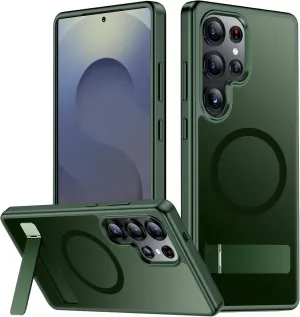 SPIDERCASE Magnetic for Samsung Galaxy S25 Ultra Case, [3 Stand Ways][ Military Grade Drop Protection] with Invisible Stand Cell Phone Holsters for S25 Ultra 5G,Green