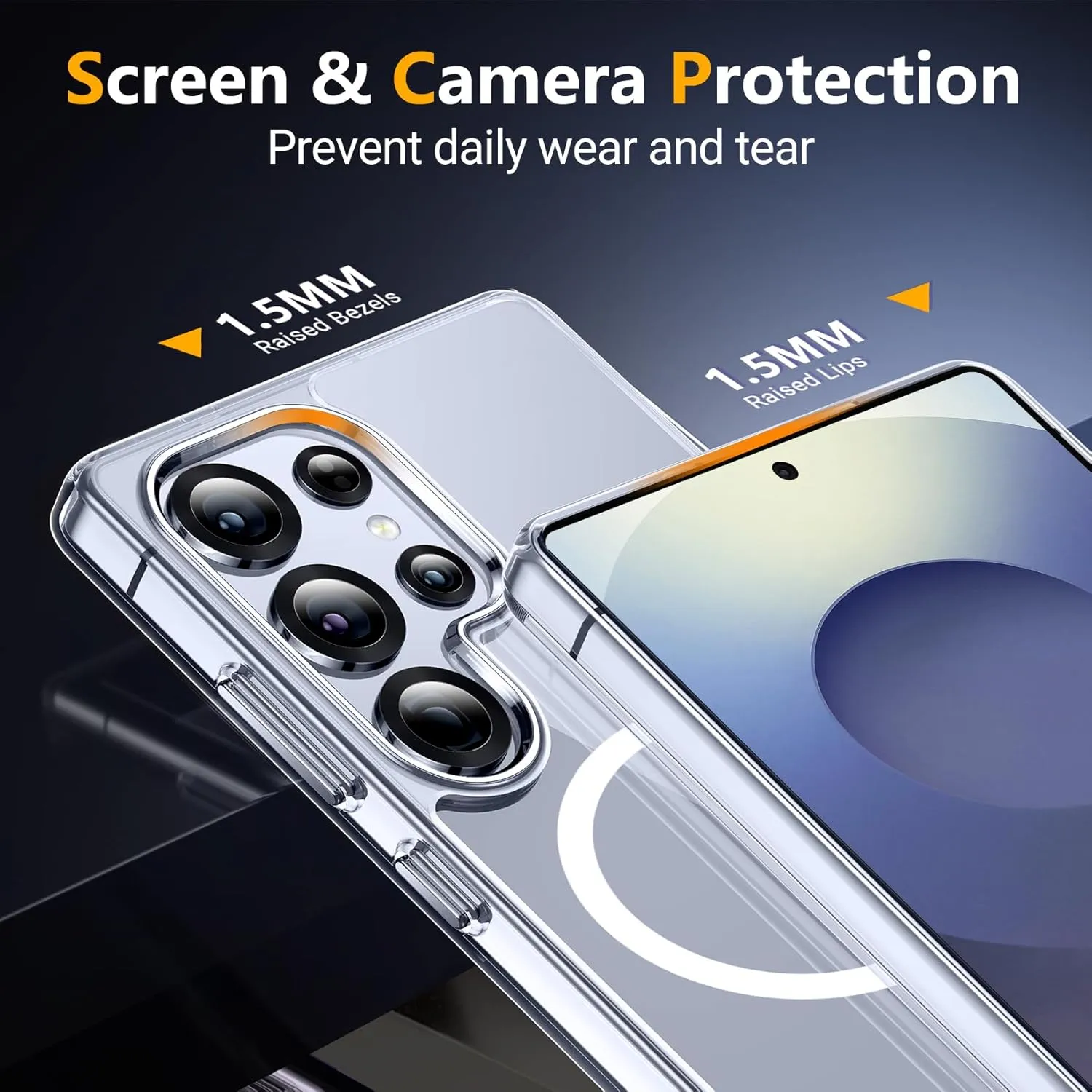 SPIDERCASE Magnetic for Samsung Galaxy S25 Ultra Case, [3 Stand Ways][ Military Grade Drop Protection] with Invisible Stand Shockproof Slim Case for S25 Ultra 5G,Clear