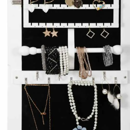 Standing Jewelry Armoire Cabinet With Mirror