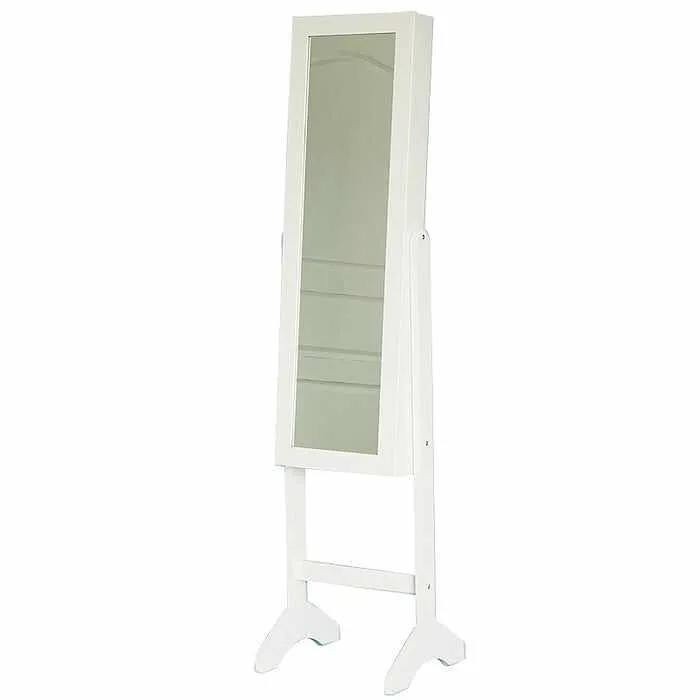 Standing Jewelry Armoire Cabinet With Mirror