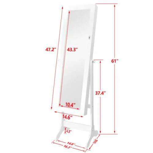 Standing Jewelry Armoire Cabinet With Mirror