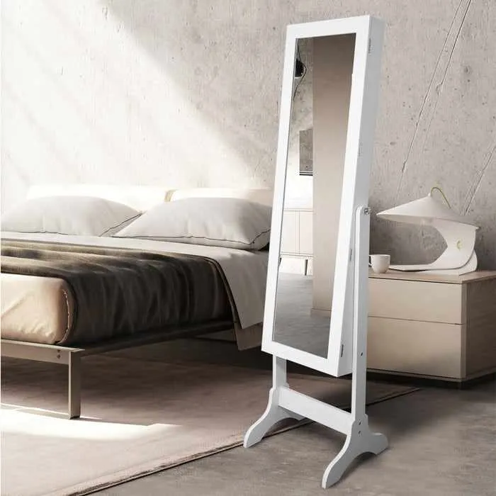 Standing Jewelry Armoire Cabinet With Mirror