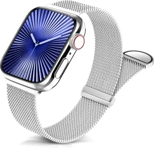 Sunnywoo Milanese Mesh Loop Compatible with Apple Watch Bands 42mm 44mm 45mm 46mm 49mm 38mm 40mm 41mm for Men Women, Stainless Steel Mesh strap for iWatch Series 10 9 8 7 6 SE 5 4 3 2 1 Ultra