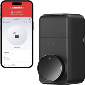 SwitchBot Smart Lock Pro, Keyless Entry Door Lock, Smart Door Lock Front Door, Electronic Smart Deadbolt, Fits Your Existing Deadbolt in Minutes, Add SwitchBot Hub2 to Support Matter, Alexa and Google