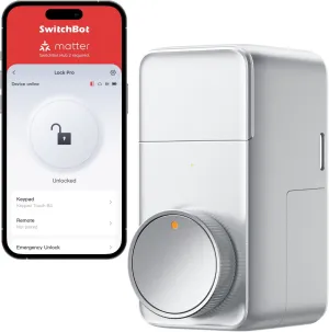 SwitchBot Smart Lock Pro, Keyless Entry Door Lock, Smart Door Lock Front Door, Electronic Smart Deadbolt, Fits Your Existing Deadbolt in Minutes, Add SwitchBot Hub2 to Support Matter, Alexa (Silver)
