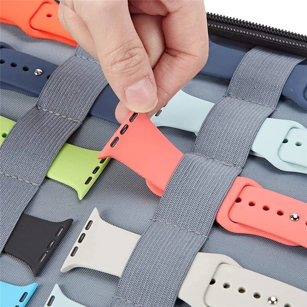 Tianle 35 Watch Bands Storage Bag, Expandable Watch Band Organizer Travel Watch Straps Carrying Case Pouch Compatible for iWatch Women Men Watch Bands and Accessories, (XL, Black)