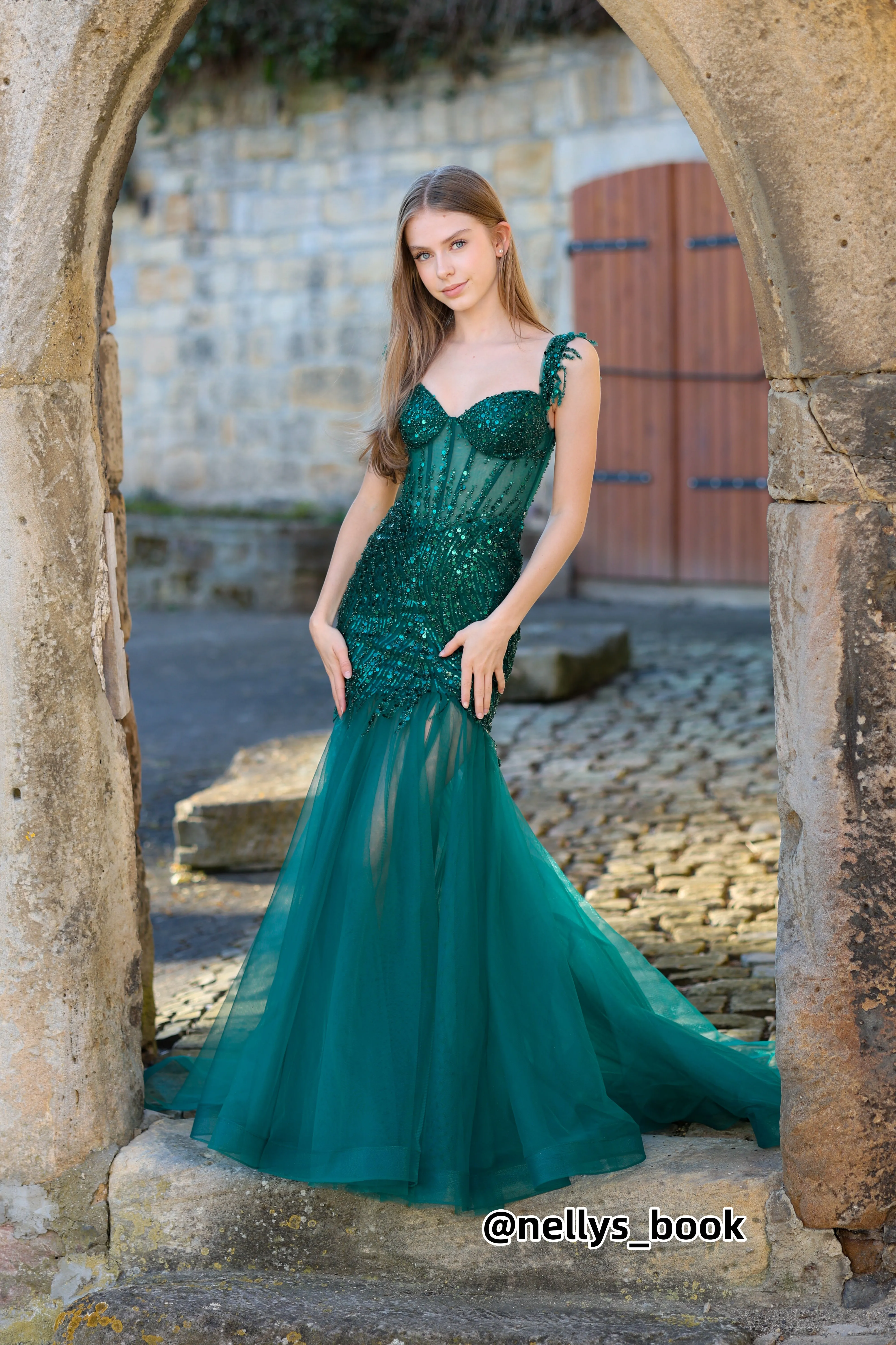 Tulle Mermaid Off-Shoulder Sequins Embroidery Split Dress