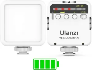 ULANZI VL49 2000mAh LED Video Light w 3 Cold Shoe, Rechargeable Soft Light Panel for DJI OSMO Mobile 3 Pocket Zhiyun Smooth 4 Sony RX100 VII Canon G7X Mark III A6400 6600 Action Camera 13 9 8 Vlogging