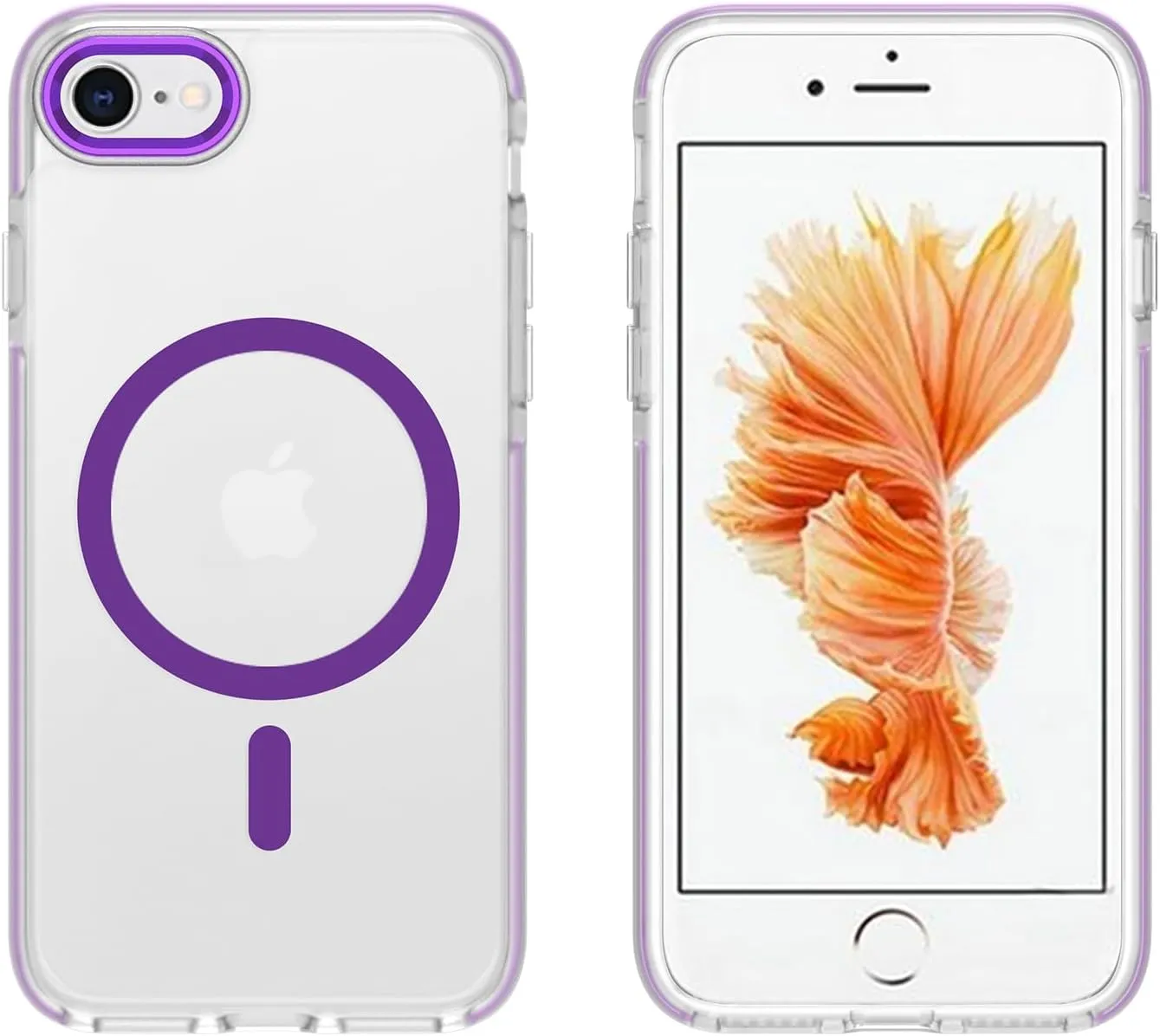 Upgraded Magnetic for iPhone SE Case 2022/3rd/2020/2nd gen, iPhone 8 & iPhone 7 [Compatible with Magsafe] Double-Layer Impact Resistant Translucent Matte Protective Phone Case, Purple